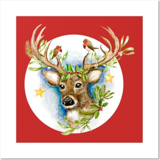 Christmas Deer Posters and Art